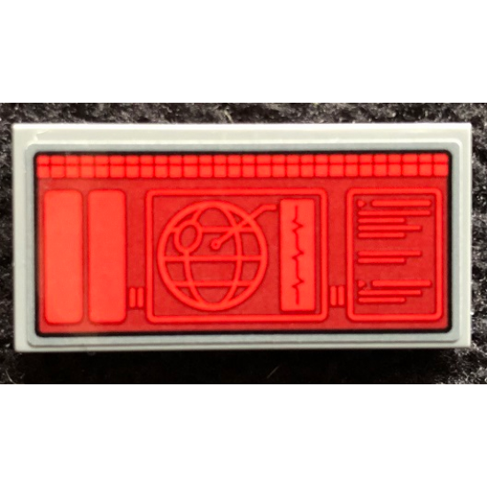 Tile 2 x 4 with Digital Display Screen with SW Death Star Map Pattern Model Right Side (Sticker) - Set 75291