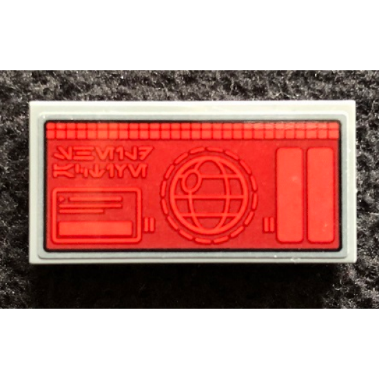 Tile 2 x 4 with Digital Display Screen with SW Death Star Map Pattern Model Left Side (Sticker) - Set 75291