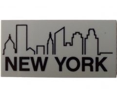 Tile 2 x 4 with City Skyline and 'NEW YORK' Pattern