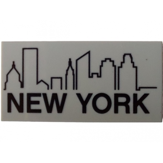 Tile 2 x 4 with City Skyline and 'NEW YORK' Pattern