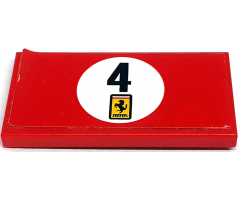 Tile 2 x 4 with Black Number 4 and Ferrari Logo in White Circle Pattern (Sticker) - Set 76906