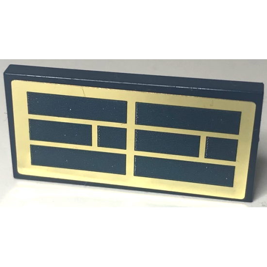 Tile 2 x 4 with Dark Blue and Gold Solar Panel Pattern (Sticker) - Set 60350