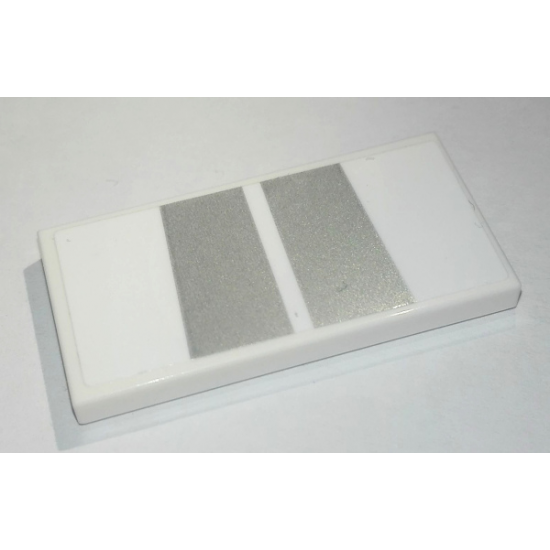 Tile 2 x 4 with 2 Silver Trapezoids Pattern (Sticker) - Set 76900
