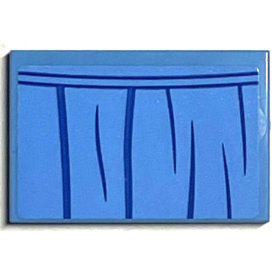 Tile 2 x 3 with Curtain with Dark Blue Curved Lines Top Half Pattern (Sticker) - Set 76398