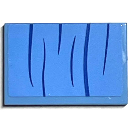 Tile 2 x 3 with Curtain with Dark Blue Curved Lines Bottom Half Pattern (Sticker) - Set 76398