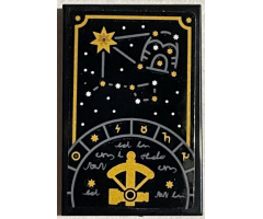 Tile 2 x 3 with Gold Star Constellations and Lines Pattern (Sticker) - Set 76389