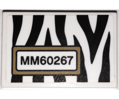 Tile 2 x 3 with Black Zebra Stripes Camouflage and 'MM60267' with Dark Tan Outline Pattern (Sticker) - Set 60267