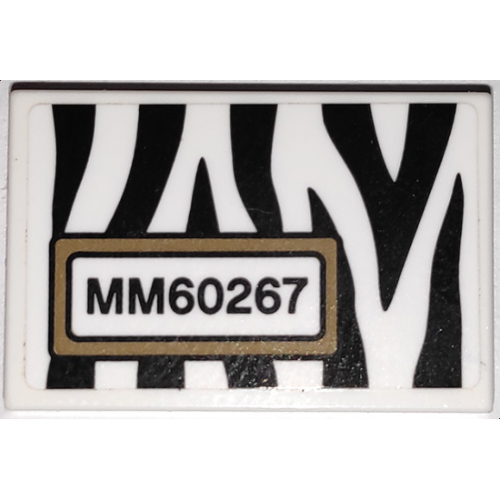 Tile 2 x 3 with Black Zebra Stripes Camouflage and 'MM60267' with Dark Tan Outline Pattern (Sticker) - Set 60267