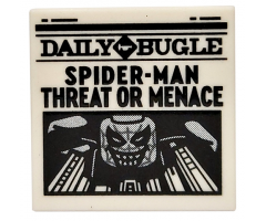 Tile 2 x 2 with Newspaper 'DAILY BUGLE' and 'SPIDER-MAN THREAT OR MENACE' Pattern