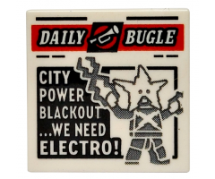 Tile 2 x 2 with Newspaper 'DAILY BUGLE' and 'CITY POWER BLACKOUT...WE NEED ELECTRO!' Pattern