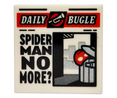 Tile 2 x 2 with Newspaper 'DAILY BUGLE' and 'SPIDER MAN NO MORE?' Pattern
