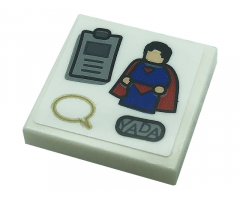 Tile 2 x 2 with Magnets, 'YADA', Superman Minifigure, and Speech Bubble Pattern (Sticker) - Set 21328