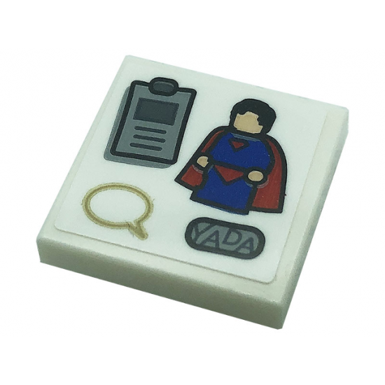 Tile 2 x 2 with Magnets, 'YADA', Superman Minifigure, and Speech Bubble Pattern (Sticker) - Set 21328