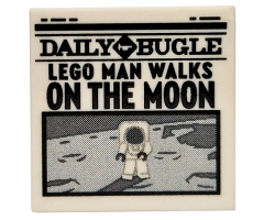 Tile 2 x 2 with Newspaper 'DAILY BUGLE' and 'LEGO MAN WALKS ON THE MOON' Pattern