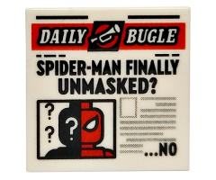 Tile 2 x 2 with Newspaper 'DAILY BUGLE', 'SPIDER-MAN FINALLY UNMASKED?', and '...NO' Pattern