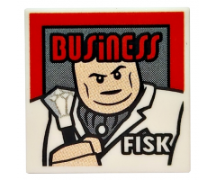 Tile 2 x 2 with Magazine 'BUSinESS' and 'FISK' Pattern