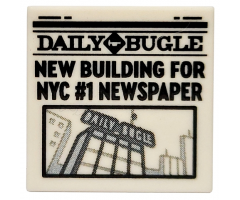 Tile 2 x 2 with Newspaper 'DAILY BUGLE' and 'NEW BUILDING FOR NYC #1 NEWSPAPER' Pattern