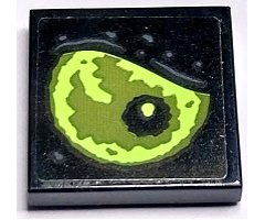 Tile 2 x 2 with Olive Green and Yellowish Green Eye with Black Pupil Pattern Model Right Side (Sticker) - Set 70435