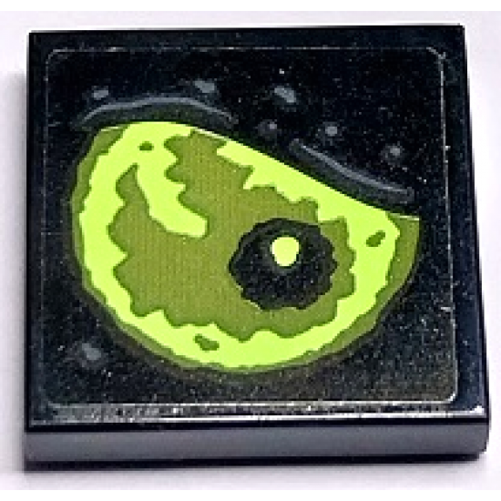 Tile 2 x 2 with Olive Green and Yellowish Green Eye with Black Pupil Pattern Model Right Side (Sticker) - Set 70435