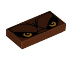 Tile 1 x 2 with Bright Light Orange Eyes, Furrowed Brow Pattern