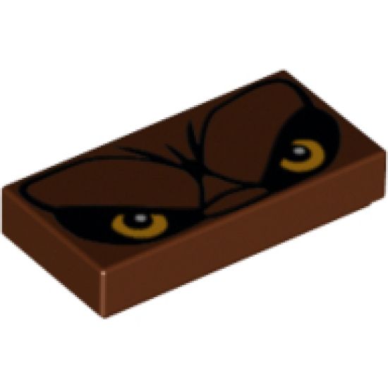 Tile 1 x 2 with Bright Light Orange Eyes, Furrowed Brow Pattern