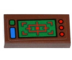 Tile 1 x 2 with Target Head-Up Display (HUD) and Blue, Green and Red Buttons Pattern (Sticker) - Set 79120