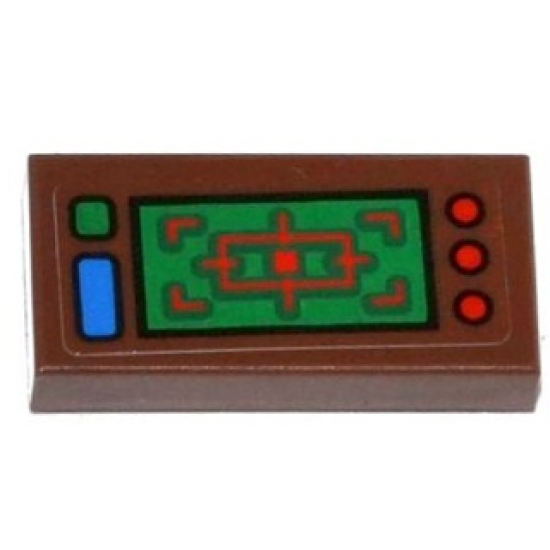 Tile 1 x 2 with Target Head-Up Display (HUD) and Blue, Green and Red Buttons Pattern (Sticker) - Set 79120