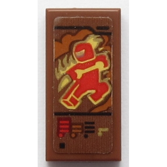 Tile 1 x 2 with Trainer Card with Red Ninjago Minifigure and Text Box Pattern (Sticker) - Set 70618