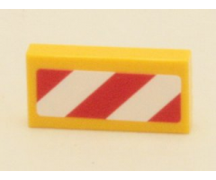 Tile 1 x 2 with Red and White Danger Stripes (Red Corners) Pattern Model Left Side (Sticker) - Sets 4204 / 60152