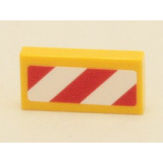 Tile 1 x 2 with Red and White Danger Stripes (Red Corners) Pattern Model Left Side (Sticker) - Sets 4204 / 60152