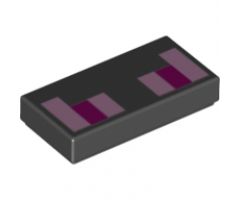 Tile 1 x 2 with Pixelated Pink and Magenta Eyes Pattern (Minecraft Dragon)