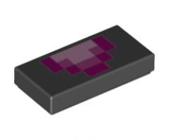 Tile 1 x 2 with Pixelated Pink and Magenta Tongue Pattern (Minecraft Dragon)