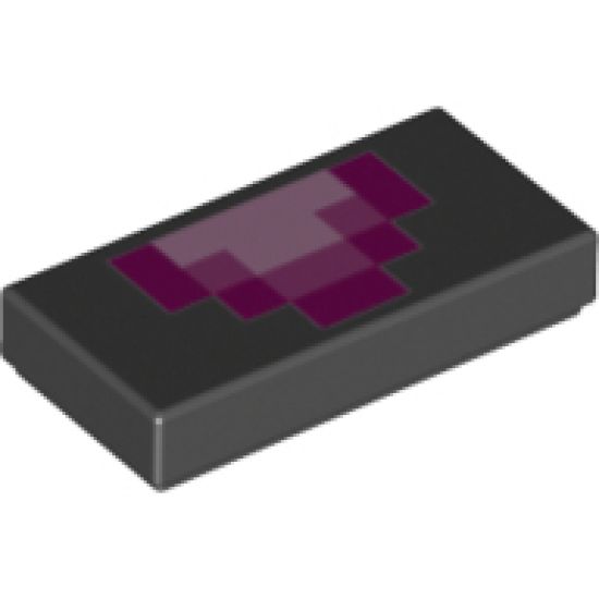 Tile 1 x 2 with Pixelated Pink and Magenta Tongue Pattern (Minecraft Dragon)