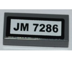 Tile 1 x 2 with 'JM 7286' Pattern (Sticker) - Set 7286