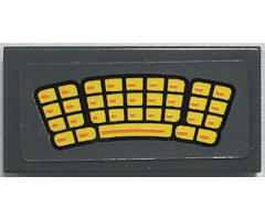 Tile 1 x 2 with Yellow and Orange Curved Keyboard Pattern (Sticker) - Set 76034