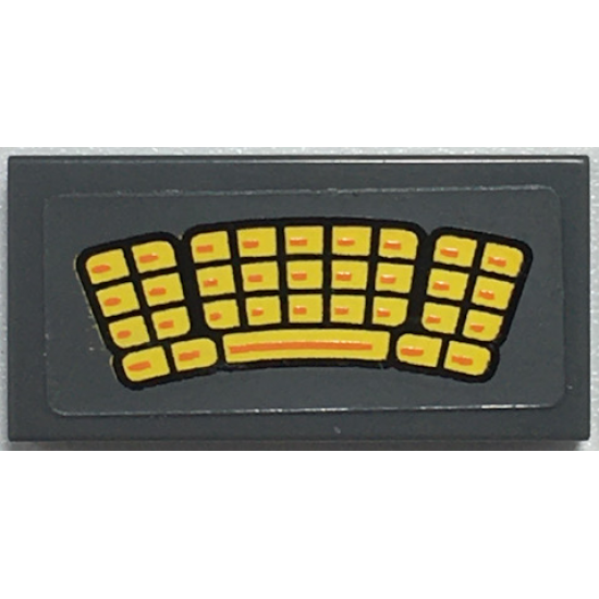 Tile 1 x 2 with Yellow and Orange Curved Keyboard Pattern (Sticker) - Set 76034