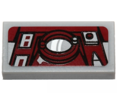 Tile 1 x 2 with Dark Red Console with Screen and Control Buttons Pattern (Sticker) - Set 75099