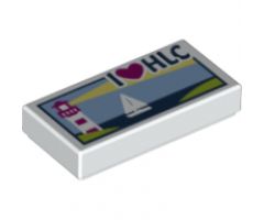 Tile 1 x 2 with Lighthouse, Sailboat and 'I Heart HLC' Pattern