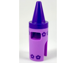 Minifigure, Headgear Head Cover, Costume Crayon with Molded Dark Purple Tip and Flowers Pattern