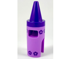 Minifigure, Headgear Head Cover, Costume Crayon with Molded Dark Purple Tip and Flowers Pattern