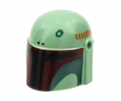 Minifigure, Headgear Helmet with Holes, SW Mandalorian with Dark Red, Dark Green Pattern