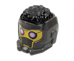Minifigure, Headgear Helmet Space Wraparound with Black Hair on Top, Breathing Vents and Purple Rimmed Eye Holes Pattern (Star-Lord)