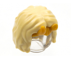 Minifigure, Hair Female Short, Center Part with Pearl Gold Tiara with Horns, One Broken Pattern
