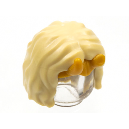 Minifigure, Hair Female Short, Center Part with Pearl Gold Tiara with Horns, One Broken Pattern