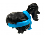 Minifigure, Hair Female with Ponytail, Dark Azure Headband Pattern