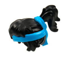 Minifigure, Hair Female with Ponytail, Dark Azure Headband Pattern