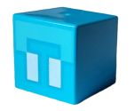 Minifigure, Head, Modified Small Cube with White Eyes and Medium Azure Forehead Pattern (Minecraft Allay)