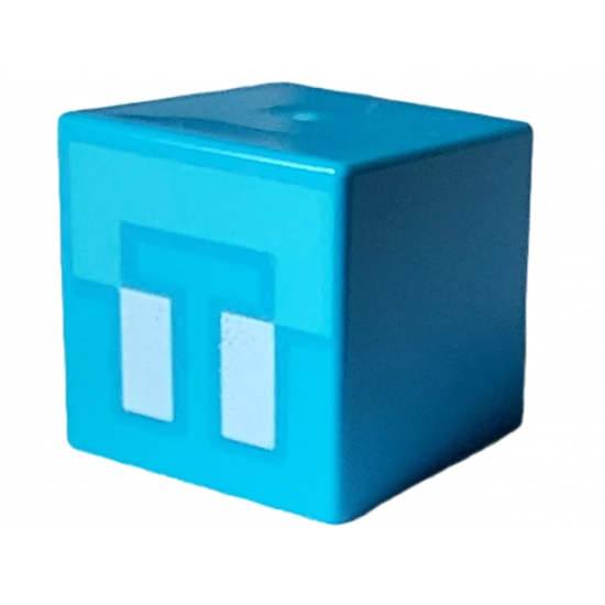 Minifigure, Head, Modified Small Cube with White Eyes and Medium Azure Forehead Pattern (Minecraft Allay)