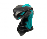 Minifigure, Head, Modified Snake, Cobra with Closed Mouth with Dark Turquoise Eyes and Flames Pattern
