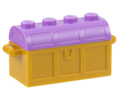 Container, Treasure Chest with Slots in Back and Medium Lavender Thick Hinge Curved Lid (4738a / 4739a)